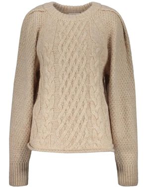 Low Classic Truien & Vesten ,Wol Gezellige Kabelgebreide Ronde Hals Sweater - Naturel