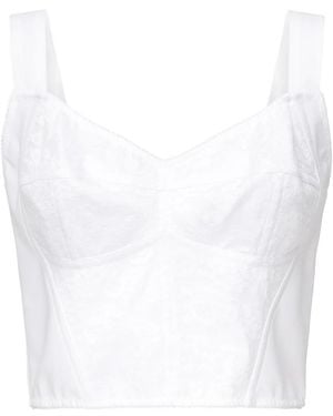 Dolce & Gabbana Weißes Spitzen Jacquard Herz Top