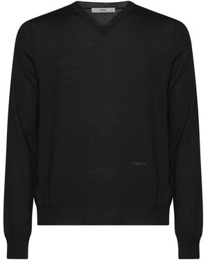 Fendi Truien & Vesten ,Zwart ,Wol V-Neck Trui