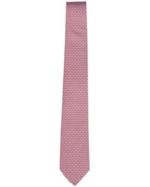 Ferragamo Accessoires ,Roze ,Gancini Zijde Twill Stropdas - Paars