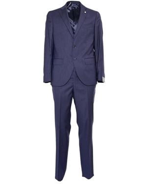 Luigi Bianchi Single Breasted Suits - Blue