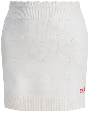 Chloé Gebreide Minirok Met Oogjesdetails - Wit