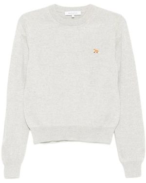 Maison Kitsuné Truien & Vesten ,Grijs ,Round-Neck Truien - Wit