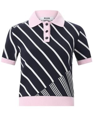 MSGM Tops ,Veelkleurig ,Polo Shirt - Blauw