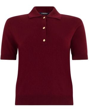 Max Mara Poloshirt Van Katoen, Zijde En Kasjmier Garen - Rood