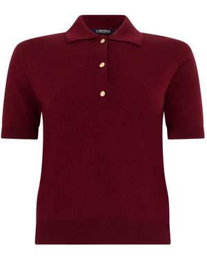 Max Mara Poloshirt Van Katoen, Zijde En Kasjmier Garen - Rood