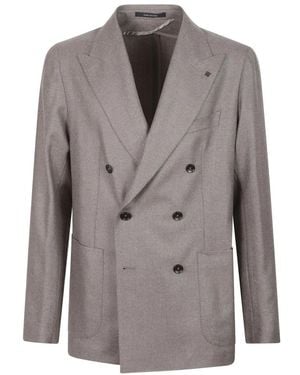 Tagliatore Jassen ,Grijs ,Wol Dubbelrijige Blazer