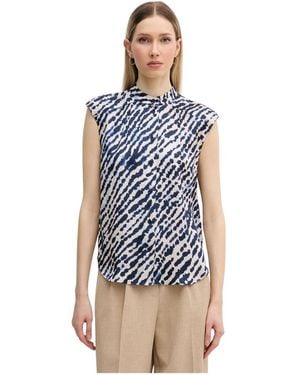 MARC AUREL Satin Viskose Hemd - Blau