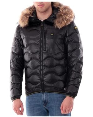 Blauer Wavefur Jacket - Schwarz