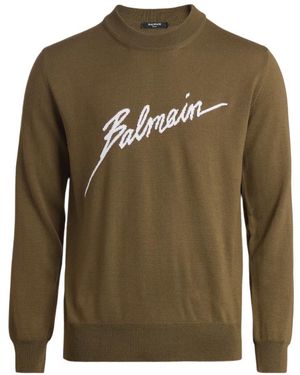 Balmain Round-Neck Knitwear - Verde