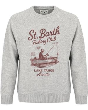 MC2 Saint Barth Hoodies & Sweatvesten ,Grijs ,Wol Maglia Bricklane Print