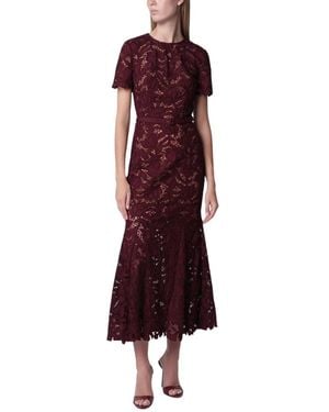 Self-Portrait Kleedjes ,Paars ,Polyester Lace Midi Jurk - Rood