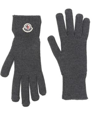 Moncler Handschoenen Van Scheerwol Met Ribboord - Grijs