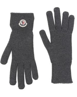 Moncler Handschoenen Van Scheerwol Met Ribboord - Grijs