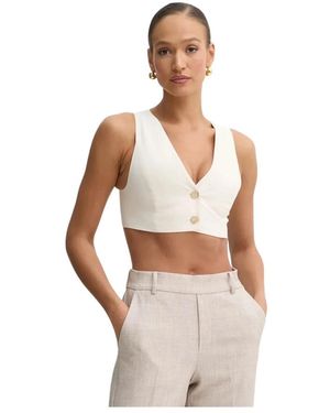 SIMONA CORSELLINI Tops ,Leer Top Met Knoopsluiting - Naturel