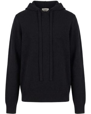 Laneus Hoodies & Sweatvesten ,Zwart ,Wol Hoodie Lana E Cashmere - Blauw