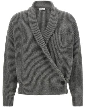 Brunello Cucinelli Truien & Vesten ,Grijs ,Kasjmier Cashmere-Zijde Vest