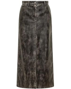 Palm Angels Curved Logo Coated Long Skirt - Grau