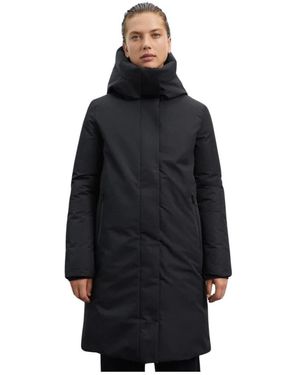Ecoalf Jassen ,Zwart ,Polyester Waterafstotende Jas Met Capuchon