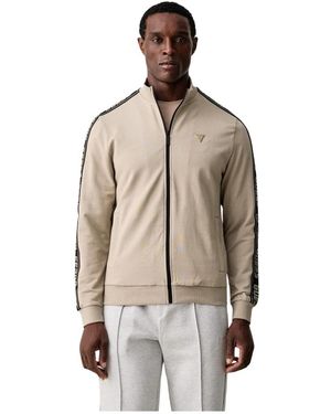 Guess Hoodies & Sweatvesten ,Katoen Zip-Through Sweatshirt - Naturel