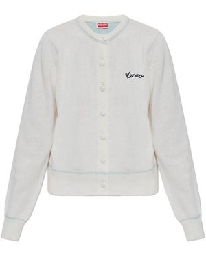 KENZO Woll Cardigan Mit Gesticktem Logo - Weiß