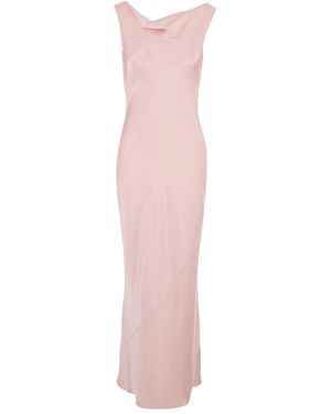 Norma Kamali Ärmelloses, Tief Ausgeschnittenes Wasserfall-Abendkleid - Pink
