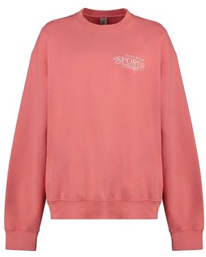 Sporty & Rich Felpa girocollo in cotone bordi a costine - Rosa