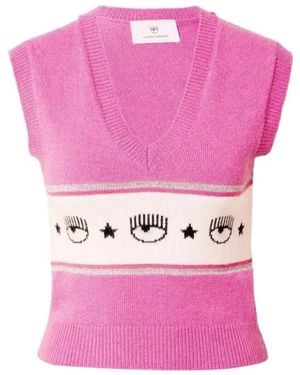 Chiara Ferragni V-Neck Knitwear - Pink