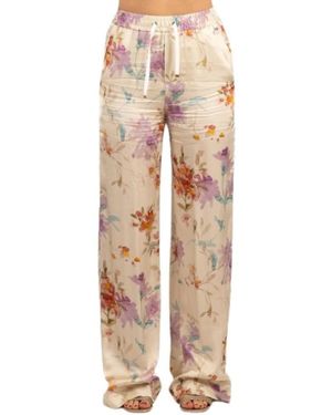 Herno Broek Met Bloemenprint - Naturel