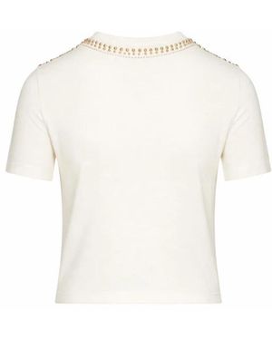 RICHMOND Tops ,Wit ,T-Shirt Met Juweeldetail Bij De Halslijn