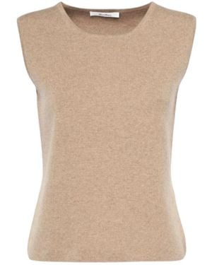 Max Mara Bruine Wol Kasjmier Mouwloze Top - Naturel