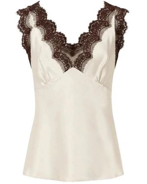 Pink Memories Sleeveless Tops - Marrone