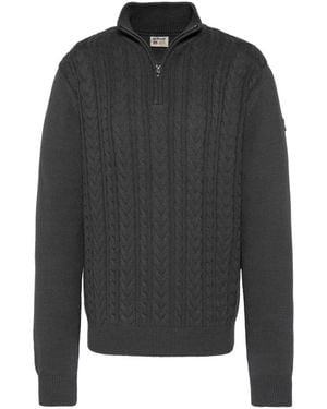 Schott Nyc Pull Camionneur Mit Zopfmuster - Grau