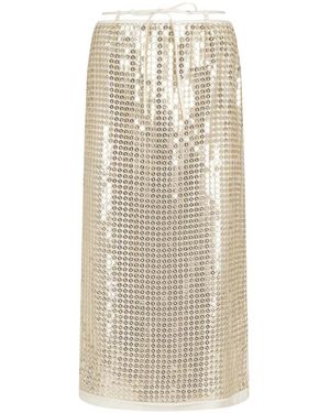 Isabelle Blanche Midi Rok Pailletten - Naturel
