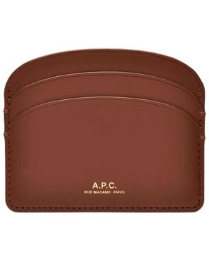 A.P.C. Accessoires ,Bruin ,Leer Demi-Lune Kaarthouder