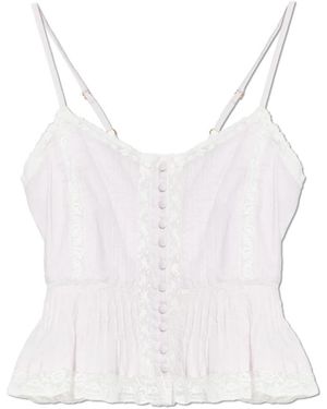 LoveShackFancy Tops ,Roze ,Katoen Aleni Top - Wit