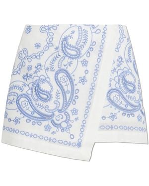 Self-Portrait Geborduurde Linnen Skort - Blauw
