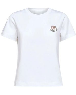 Moncler Tops ,Wit ,Katoen Crew Neck Short Sleeves Printed Logo