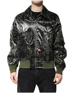 Dolce & Gabbana Letter Print Bomber Jacket - Black
