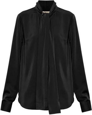 Michael Kors Overhemden ,Zwart ,Satijn Satijnen Blouse Met Strik