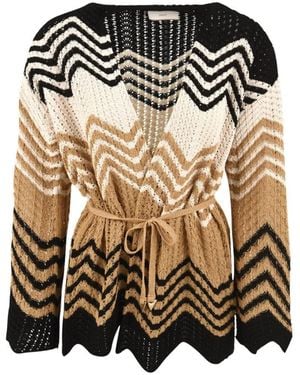 Akep Truien & Vesten ,Veelkleurig ,Katoen Chevron Cardigan - Zwart