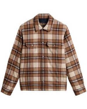Woolrich Jassen ,Bruin ,Wol Check Alaskan Shirt Jacket