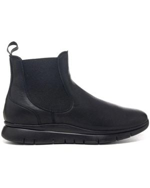 Frau Schwarzer Leder Casual Chelsea Stiefel - Blau