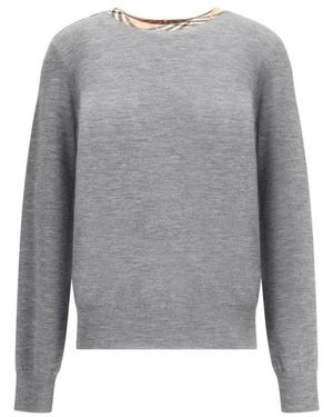 Burberry Wollpullover Mit Karo-Details - Grau