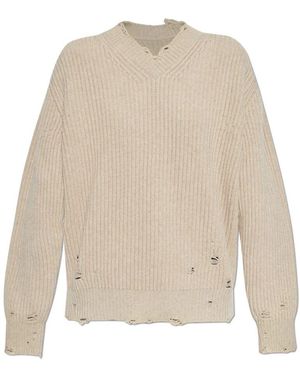 MM6 by Maison Martin Margiela V-Neck Knitwear - Blanc