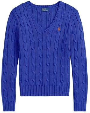 Polo Ralph Lauren Cable-Knit V-Neck Sweater - Blau