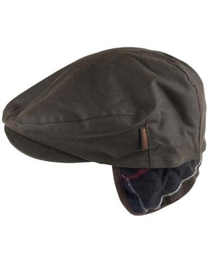 Barbour Accessoires ,Bruin ,Katoen Cheviot Waxed Flat Cap - Zwart