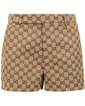 Gucci Korte Broeken ,Gg Canvas Shorts - Naturel