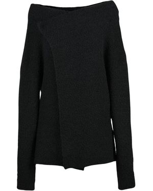 Alberta Ferretti Asymmetrische Bouclé Jas - Zwart