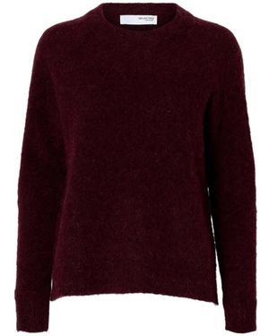 SELECTED Dunkellila Strick O-Neck Pullover
